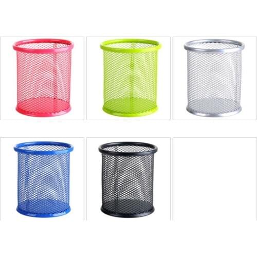 New 50pcs/lot Metal Stand Mesh Style Pen Pencil Ruler Holder Desk Organizer Makeup Storage box iron