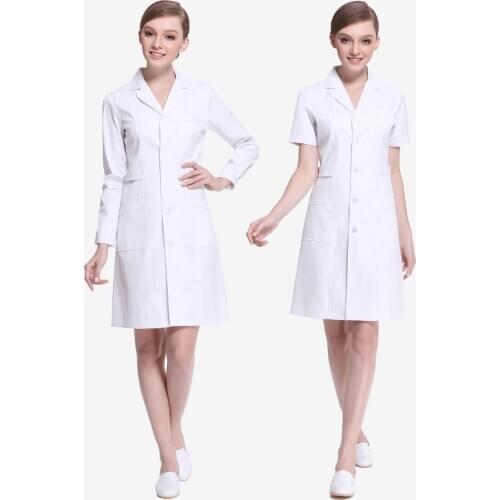 Fashion Medical white coat Long short Sleeve women Medical Coat Uniform Medical Lab Coat Hospital Doctor Slim medical uniform