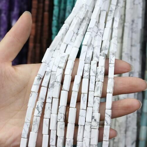 Natural Stone Rectangular Scattered bead agates White turquoises string Beads for Jewelry Making DIY Necklace Bracelet 4x13mm