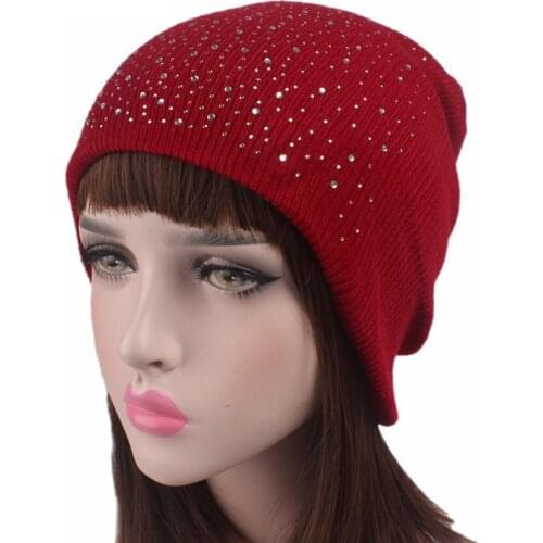 New Diamond-knitted Caps Beanies Ski Hats Brand Starry Solid Color Beanie Skullies Spring Winter Hip-hop Beanie Caps Wholesale