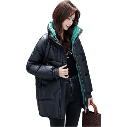 2020 Real Shot Fashion Winter Parka Women Padded Jacket Thicken Stand-up Collar Coat Loose Warm Casual Cloak Outerwear KW250