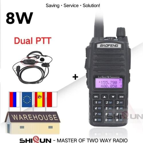 BaoFeng Walkie Talkie UV-82 Upgrade 8W Baofeng UV 82 Dual PTT Headset Mic Walkie Talkie 10 KM Baofeng 8W Radios baofeng uv 9r 5R