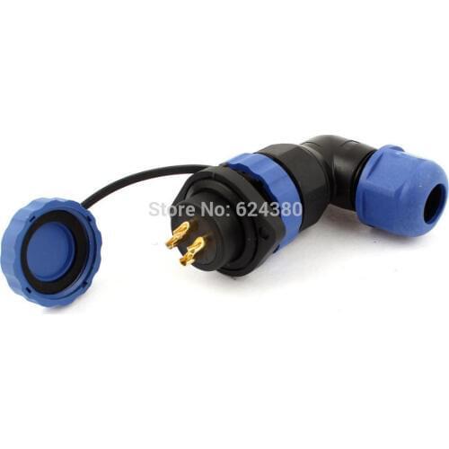 Right Angle Waterproof Aviation Connector SD20 20mm 4 Pin Plastic Female Male Wire Cable Flange Plug Socket Elbow IP68 Discount