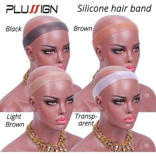5Pcs/Lot Silicone Wig Grip Band Transparent Brown Silicone Sweatproof Seamless Wig Headbands Unisex Drop-Shaped Elastic Band