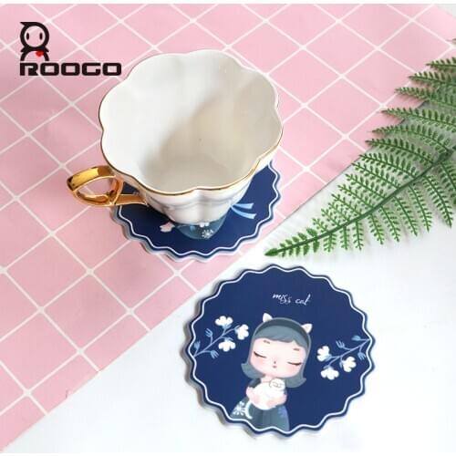 Roogo Silicone Dream Girl Cup Coaster Placemat for Dining Table Mat Cute Hot Pad Drink Coasters Kitchen Dish Mat Individual