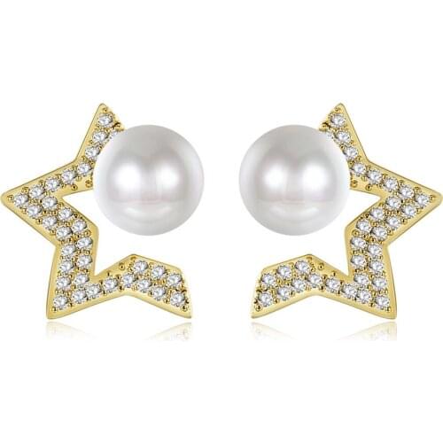 Star Shaped Stud Earrings Girl Women Gold Filled Exquisitive Fashion Accessories