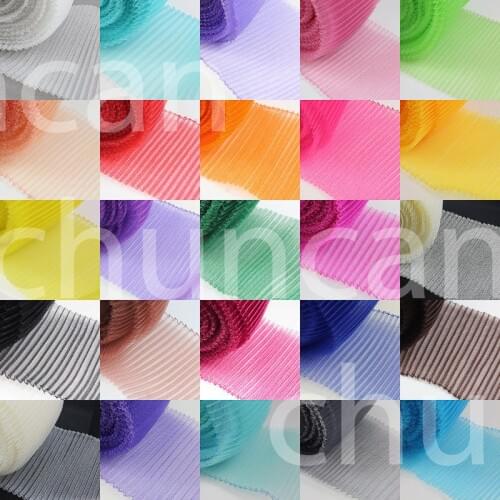 Free Shipping 16 cm Folding belt Horsehair Wave Mesh Ribbon Crinoline Braid For Women 10 yard/lot 31Color