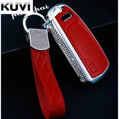 Car Styling Alloy Leather Smart Cover Case For Audi A4 New A4L A5 A6L QT S5 S7 Q7 TTS Auto Protection Key Shell Accessories