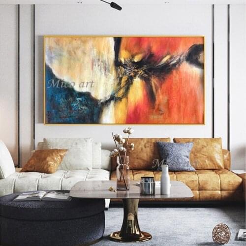 Modern Abstract Orange And Gold Texture Oil Painting Artwork Paintings on Canvas Wall Art Pictures For Living Room Unframe
