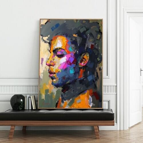 Modern Abstract Portrait Posters and Prints Wall Art Canvas Painting Prince Rogers Nelson Pictures for Living Room Home Decor