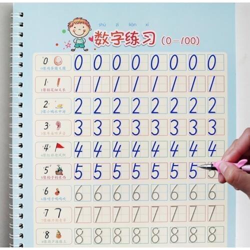 Pupils 0-100 digital Number Groove Calligraphy copybook for Kid Children Exercises Calligraphy Practice Book libros