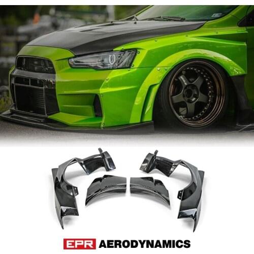 Tuning Part VRSV2 Wide Style Fiberglass Front Fender With Add On FRP Fiber Glass Wheel Arch Flare Addon For Mitsubishi EVO 10