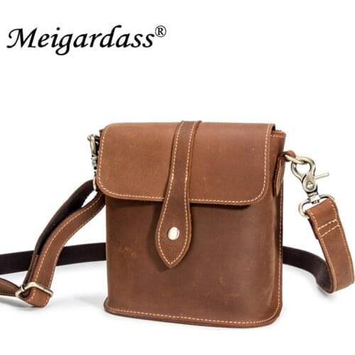 Meigardass Vintage Genuine Leather Messenger Bag Men Shoulder Bags Male Travel Crossbody Bag Business Handbag Purse Bolsas