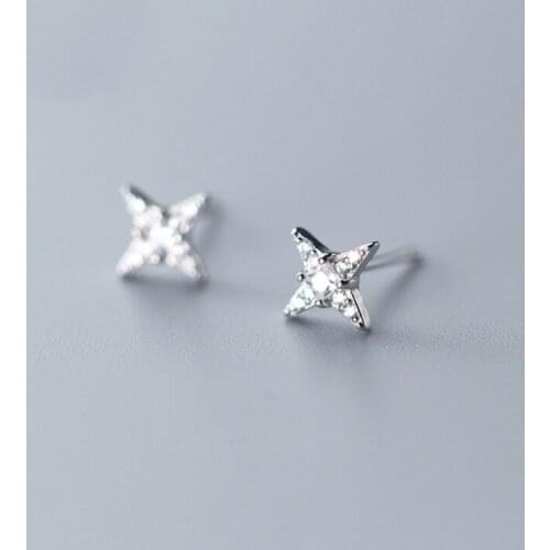 925 Sterling Silver Tiny Sparking Star CZ Post Stud Earrings Men Women A1011