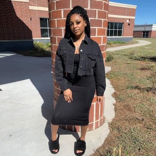 2021 New Fashion Crop Denim Jacket Women Fall Clothes Bomber Coat Top Harajuku Ladies Outerwear Long Sleeve Cropped Jean Jacket