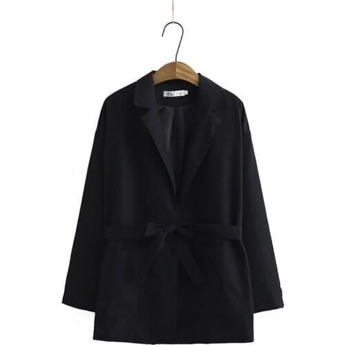 Plus Size Womens Black Beige Thin Blazers Long Sleeved Large Size V-neck Officewear Elegant Outerwear