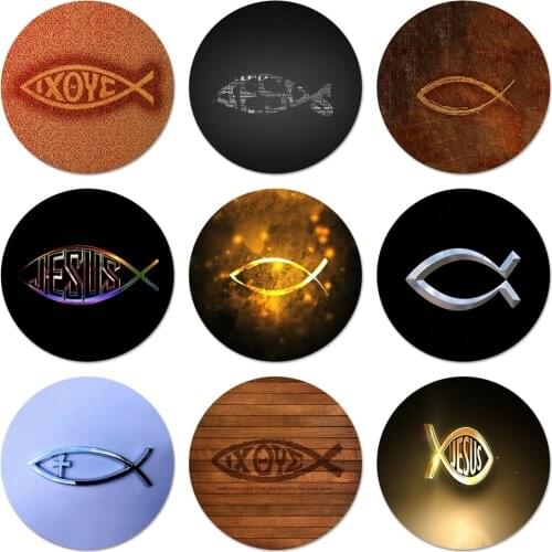 Jesus Christian Fish Logo Icons Pins Badge Decoration Brooches Metal Badges For Backpack Decoration