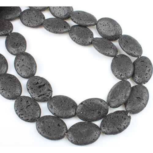 18x25mm Natural Volcanic Rock Black Color Oval Shape Semi-finished Products To Make DIY Jewelry Necklace Earrings Accessories