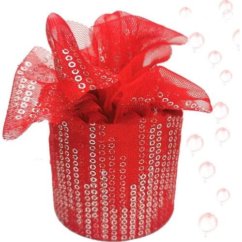 25 yards 60mm Glitter Sequin Embroidery Bubble Yarn Organza Lace Ribbons DIY Craft Clothes Dress Sewing Material