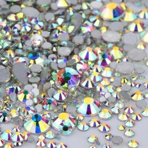 300Pcs Colorful Glitter Flat Bottom AB Rhinestone Nail Art Decor Manicure Tools