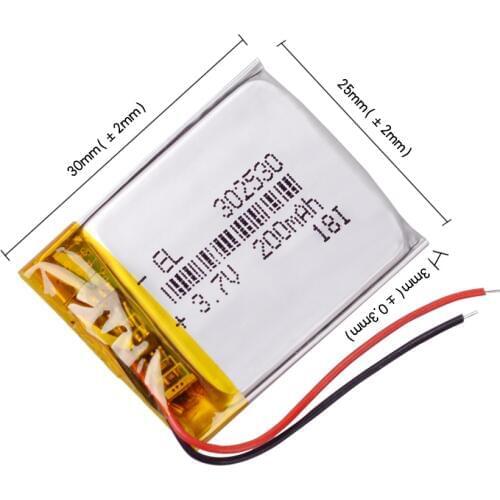 302530 3.7V 200mah Lithium polymer Battery for mp3 player keychain red scorpio premium st alarm navigator