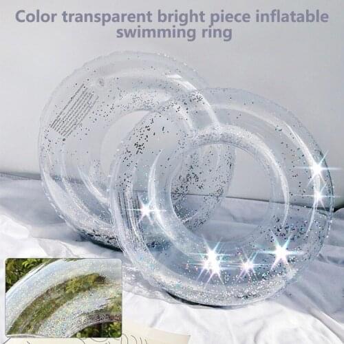 45-75cm Transparent Glitter Pool Foats Swimming Ring For Adult Children Inflatable Pool Tube Giant Float Boys Girl Water Fun Toy