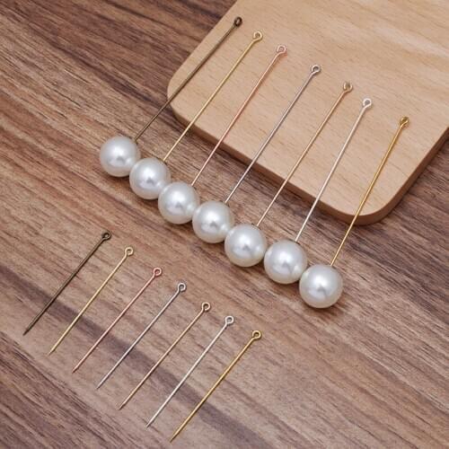 50pcs Brooch Pins Hat Pins with Immitation Pearls Stopper Shawl Pin Lapel Pins Brooch Bases DIY Findings Safety-pin DIY