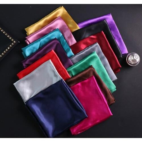 90*90cm Square Silk Scarves Women Satin Muslim Hijab Plain Shawls and Wraps Head Scarf Islamic Female Headband Neck Bag Scarf