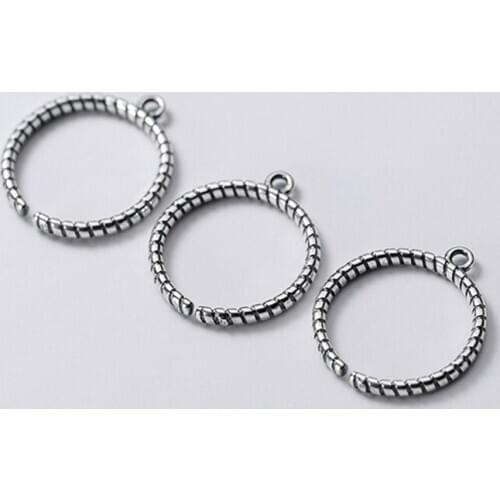925 Sterling Silver Open Ring Design Round Charms 19mm Fashion Women Neckalce S925 Silver Dangle Pendant DIY Jewelry Making Gift