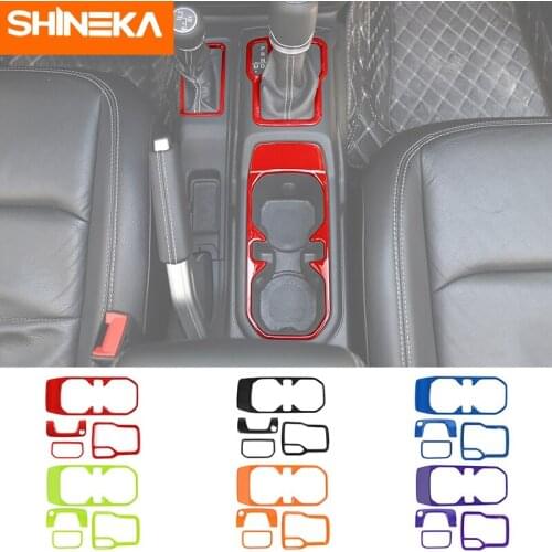 SHINEKA Car 4-DW Gear Shift Panel Front Cup holder Armrest Box Keyhole Trim Kit For Jeep Gladiator JT For Jeep Wrangler JL 2018