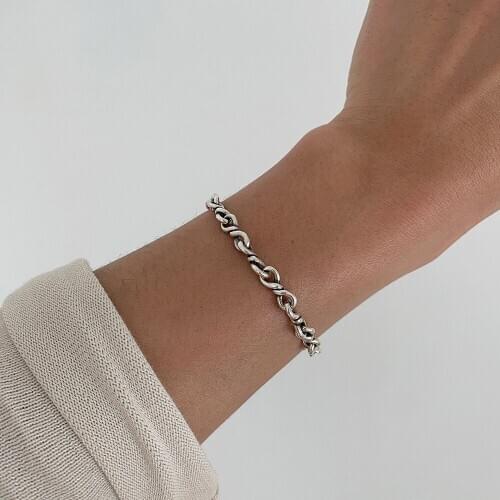 XIHA 925 Sterling Silver Bracelets for Women Infinity Twisted Chain Bracelet Ladies Luxury Punk Hip Hop Rock Vintage Jewelry