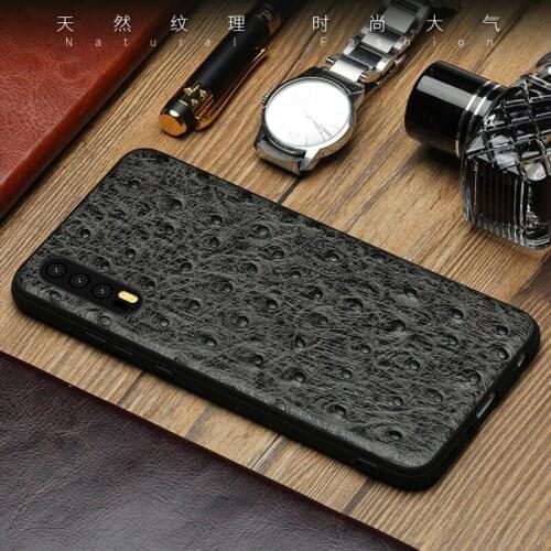 Cowhide Phone Case For Huawei Mate 9 10 20 Pro P10 P20 P30 lite Ostrich Texture Back Cover For Honor 8X 9 10 case