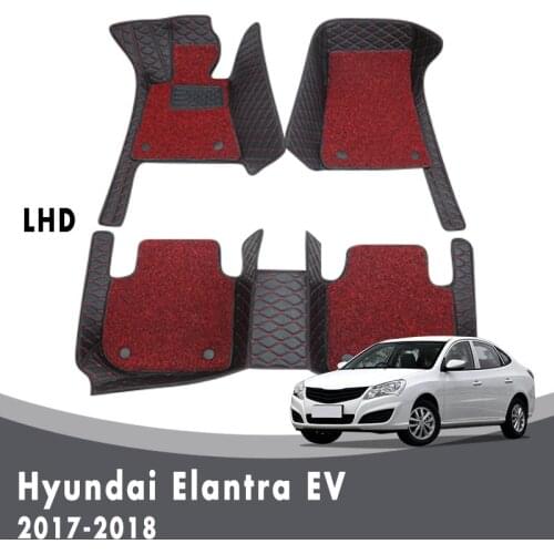 For Hyundai Elantra EV 2018 2017 Luxury Double Layer Wire Loop Car Floor Mats Carpets Auto Accessories Interior Styling Covers