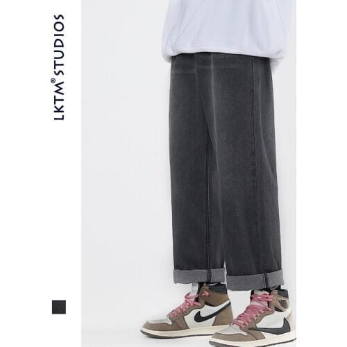 Non-Ironing Mens Jeans Casual Loose Straight Wide Leg Fashion Denim Washed Daddy Pants Mens Loose Jeans Vintage Hip Hop Jeans