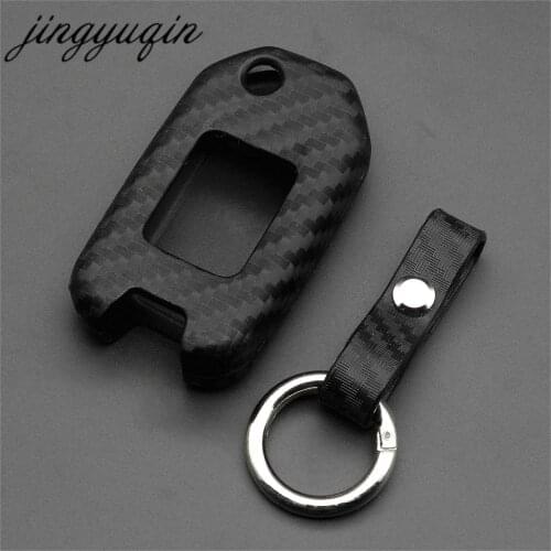 Jingyuqin Carbon Silicone Case Fob For Honda Civic CR-V HRV Accord Jade Crider Odyssey Element Remote Flip Car Key Cover
