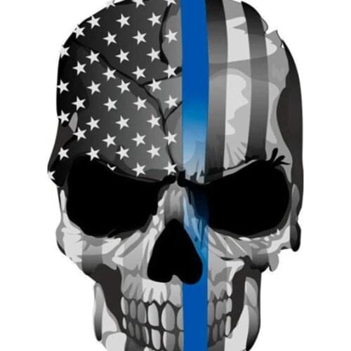 JumpyFire Blue Banner Soldier Skull PVC Cover Scratches Waterproof Car Sticker Car Window Body Decorative Stickers Accessories