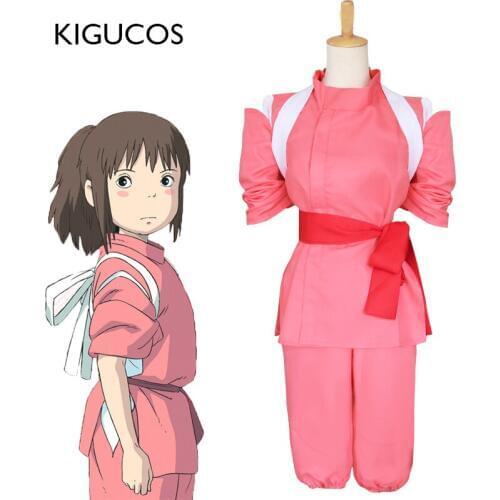 KIGUCOS Anime Cosplay Costumes for Ogino Chihiro from Spirited Away Top and Pants Sets Outfit