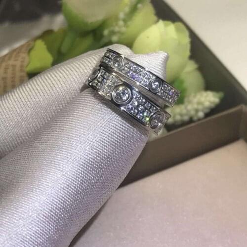 Classic Lovers Unisex Full Cubic Zirconia Titanium Stainless Steel Love Finger Ring Band Jewelry Wholesale Drop Shipping