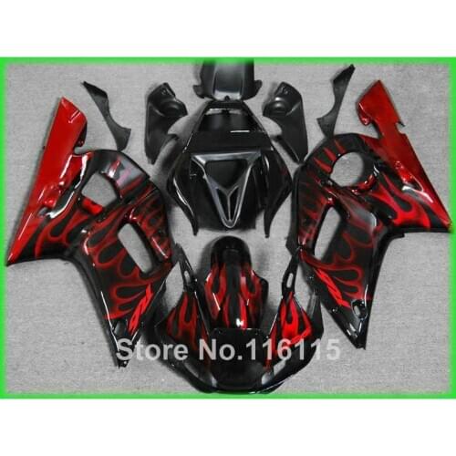 ABS parts for YAMAHA 1998-2002 R6 fairing kit YZF R6 98 99 00 01 02 red flames in black fairings set #3278
