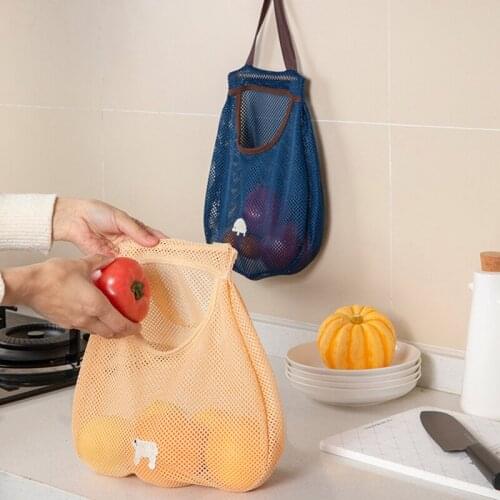 Creative Cute Wall Hook Free Punching Seamless Hooks Portable Reusable Grocery Bags Fruit Vegetable Bag Storage Organizer