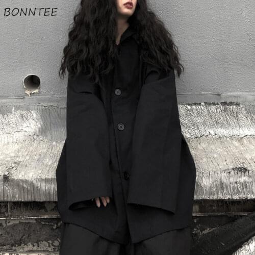 Basic Jackets Women Ins Japanese Retro Streetwear Harajuku Solid Loose Long-sleeve New Trendy Pocket Outwear Cute Vintage Mujer