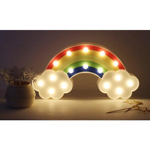Hot Sale Night Light Rainbow Wall Lamps Battery Powered For Kids Rooms Decor Plastic Table Party Decorative LED Night Light Lamp