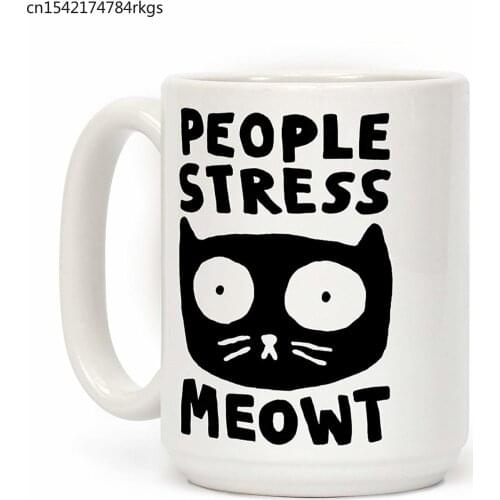 People Stress Meowt White 11 Ounce Ceramic Coffee Mug