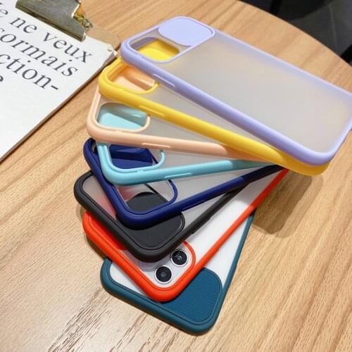 Matte Hard PC Bumper Phone Case For iPhone 11 12 Pro Max Mini 7 8 Plus SE2020 X XR XSMax Slide Camera Lens Protection Full Cover