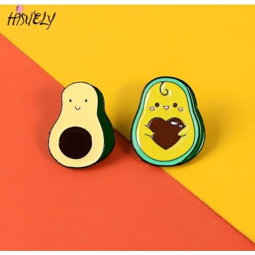 Fashion avocado enamel pin fruit brooch shirt lapel bag cartoon badge jewelry gift for children