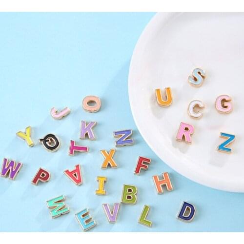Fashionable and Simple 26 Alloy Dripping Oil Beads English Alphabet Diy Bracelet Jewelry Accessories