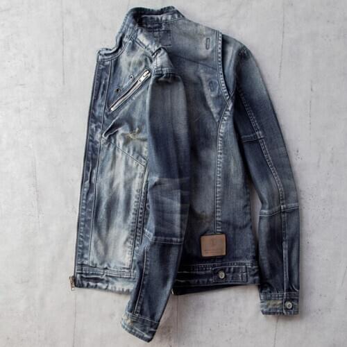 Moto Man Jeans Jackets Plus Size 3XL Biker Mens Bomber Jackets High Street Mens Denim Jackets Streetwear Chaqueta Hombre A522