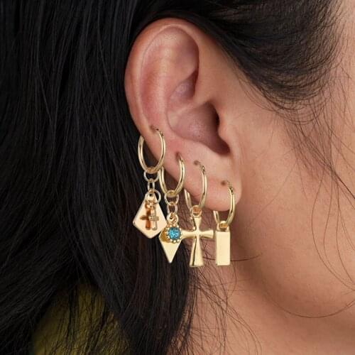 YADA 4 PCS/SET ins Gold Color Cross Earring Set Statement Jesus Earring For Women Jewelry Geometry Gift Earrings femme ER200167