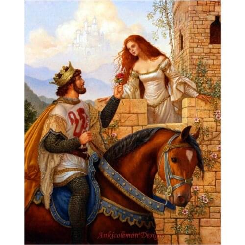 Counted Cross Stitch Kits Needlework - Crafts 14 ct Aida DMC Color DIY Arts Handmade Home Decor - Guinevere and King Arthur 2