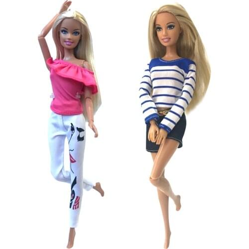 NK 2021 Two Set Doll Dress Beautiful Handmade Party ClothesTop Fashion Dress For Barbie Noble Doll Best Child Girls'Gift 264B